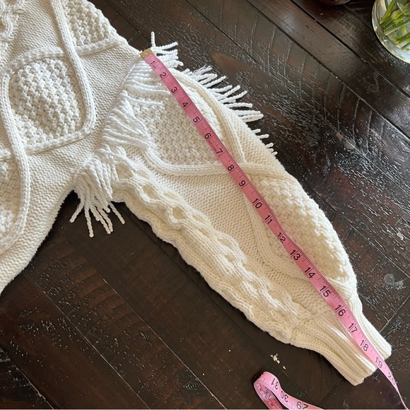 Line & Dot Jasper Fringe Cable Knit
Sweater Ivory Size Medium - Picture 12 of 15